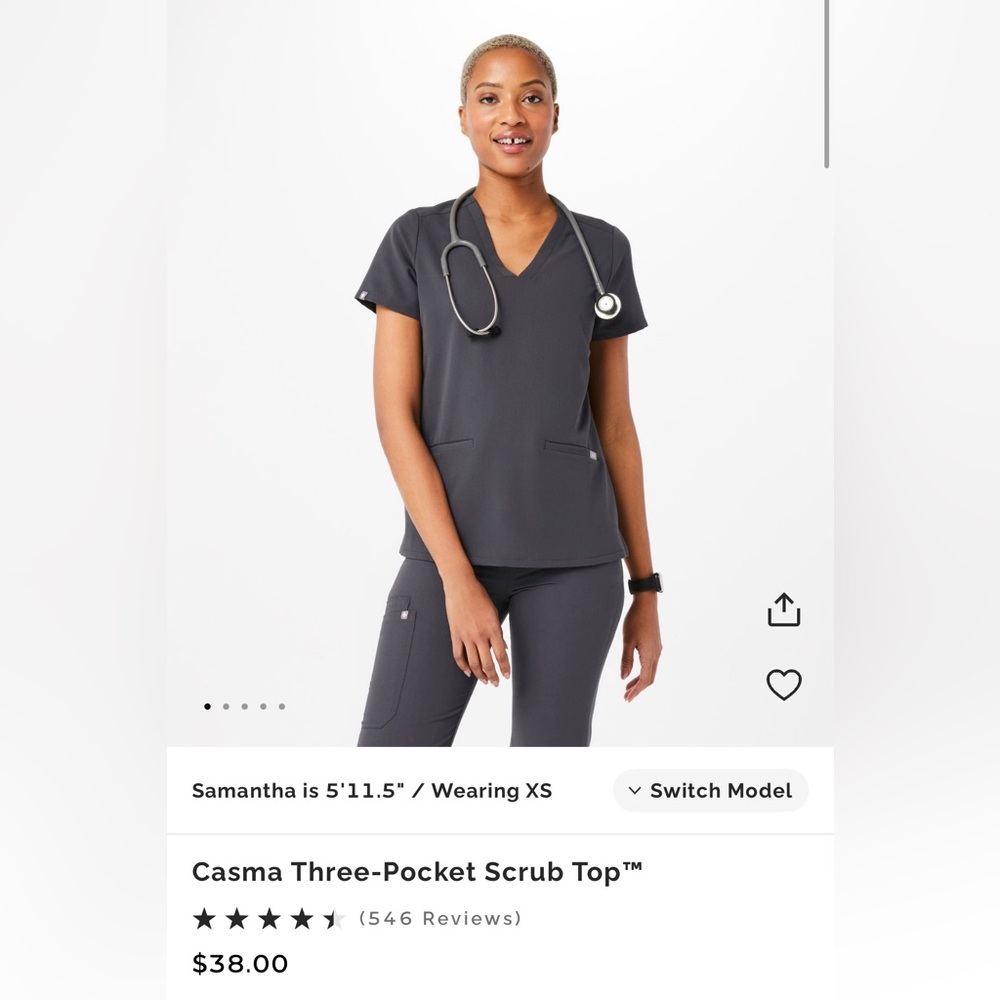 FIGS Women's Classic Navy Scrub Top - Picture 6 of 6
